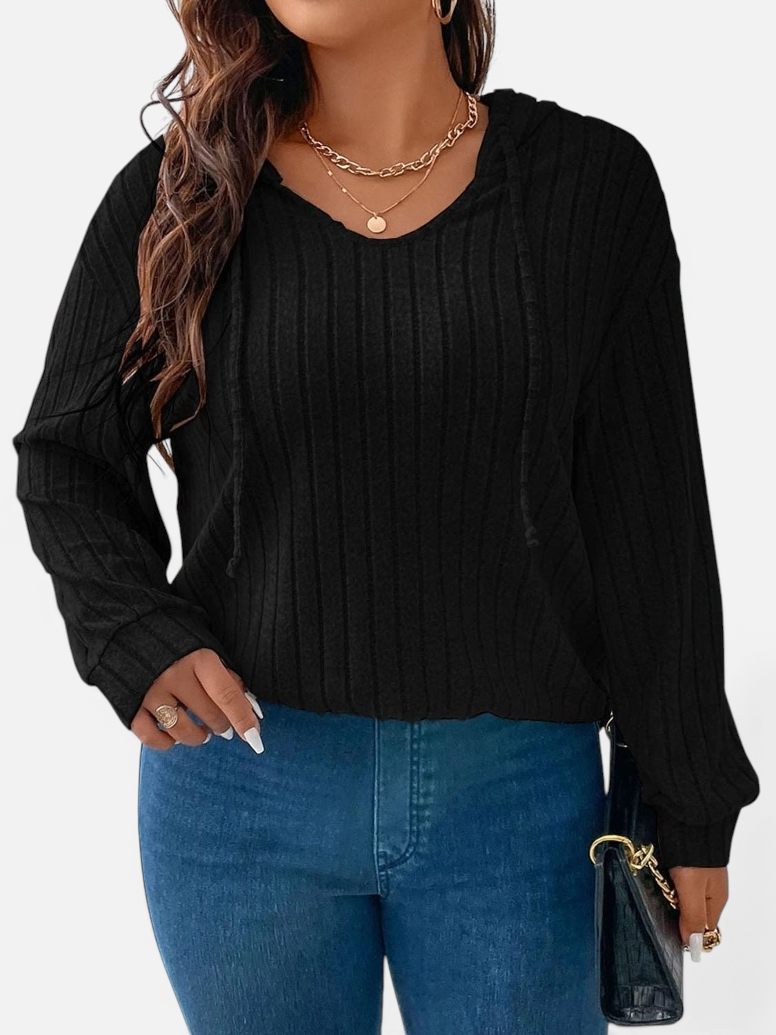 Side view of product highlighting flattering shape and movement