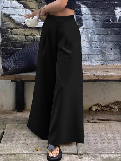 Plus Size Elastic Waist Wide Leg Pants - Rochelle's House LLC