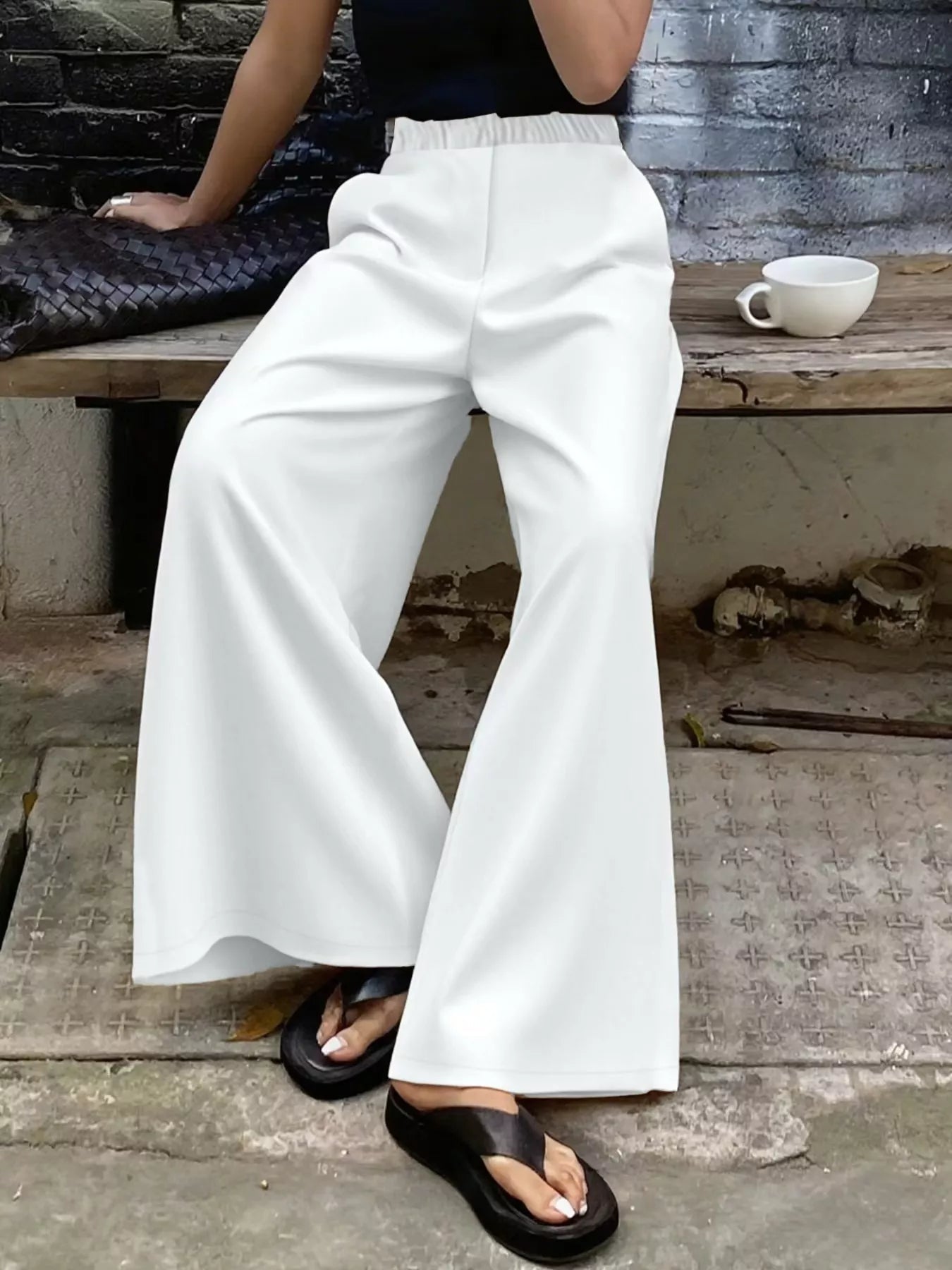 Plus Size Elastic Waist Wide Leg Pants - Rochelle's House LLC