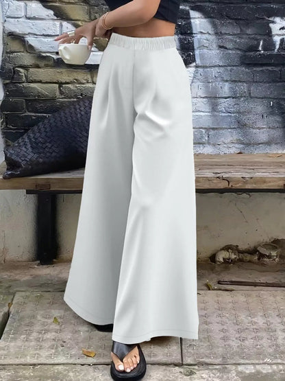 Plus Size Elastic Waist Wide Leg Pants - Rochelle's House LLC