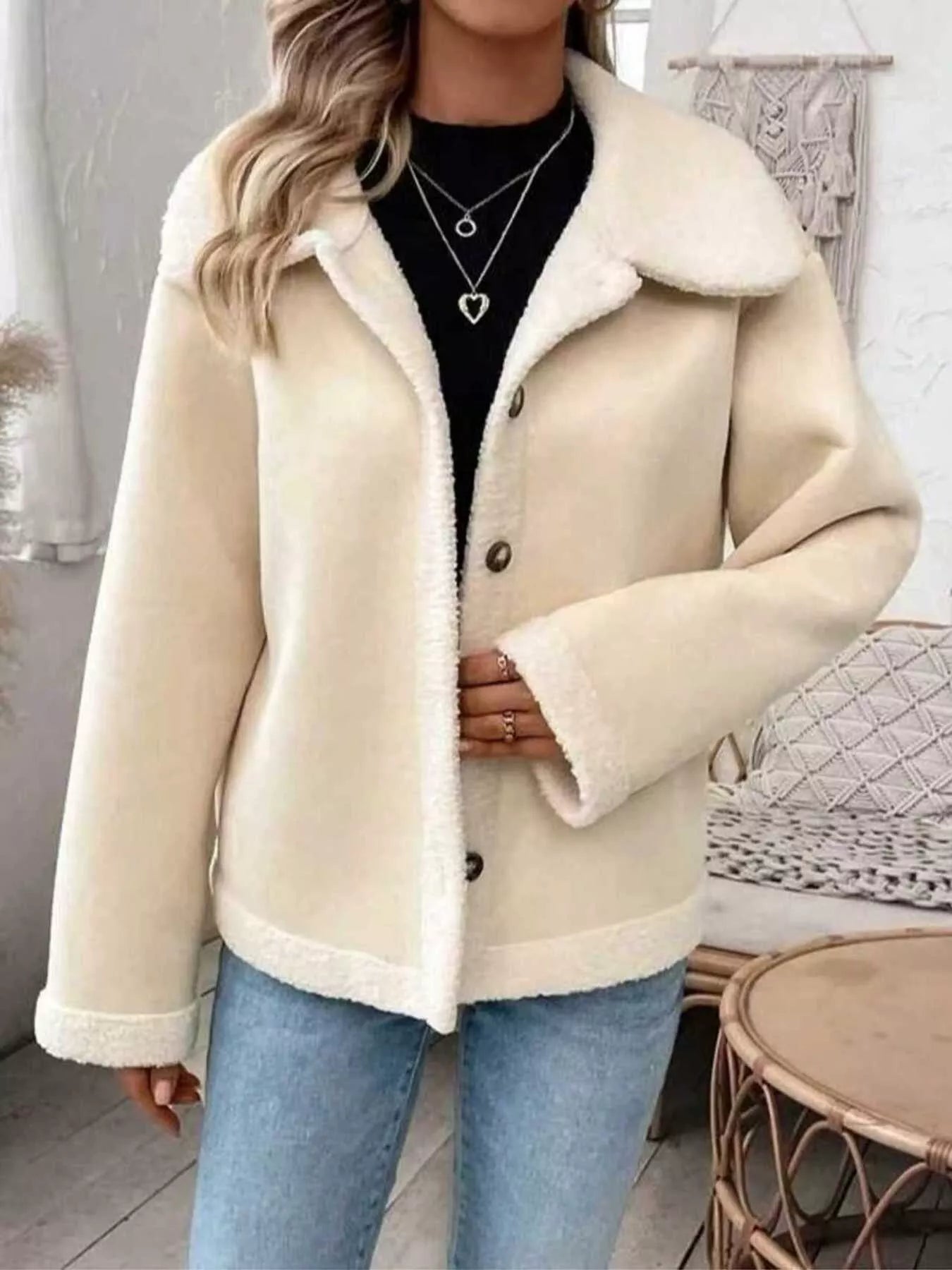 Plus Size Fleece Button - Down Outerwear - Rochelle's House LLC