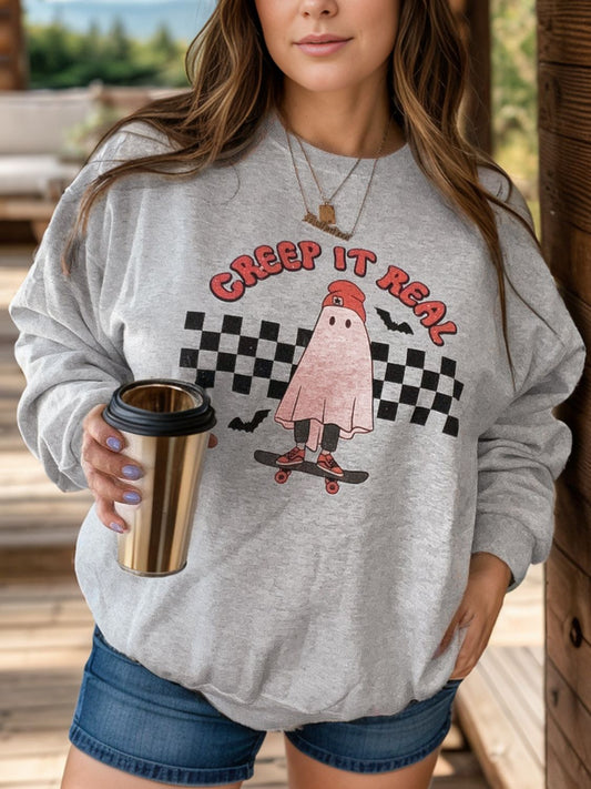 Plus Size Graphic Round Neck Long Sleeve Sweatshirt - Rochelle's House LLC
