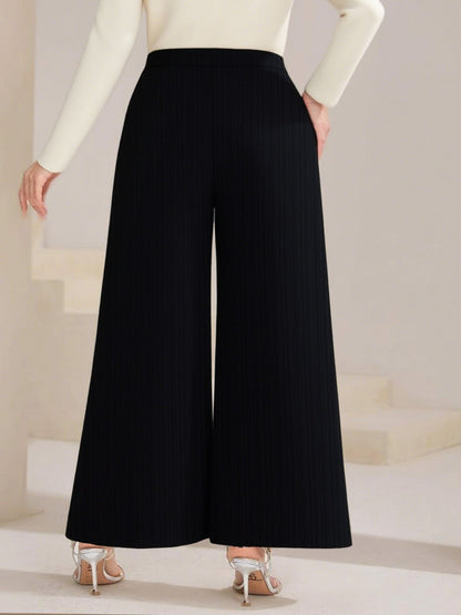 Plus Size High Waist Wide Leg Button Decor Pants - Rochelle's House LLC