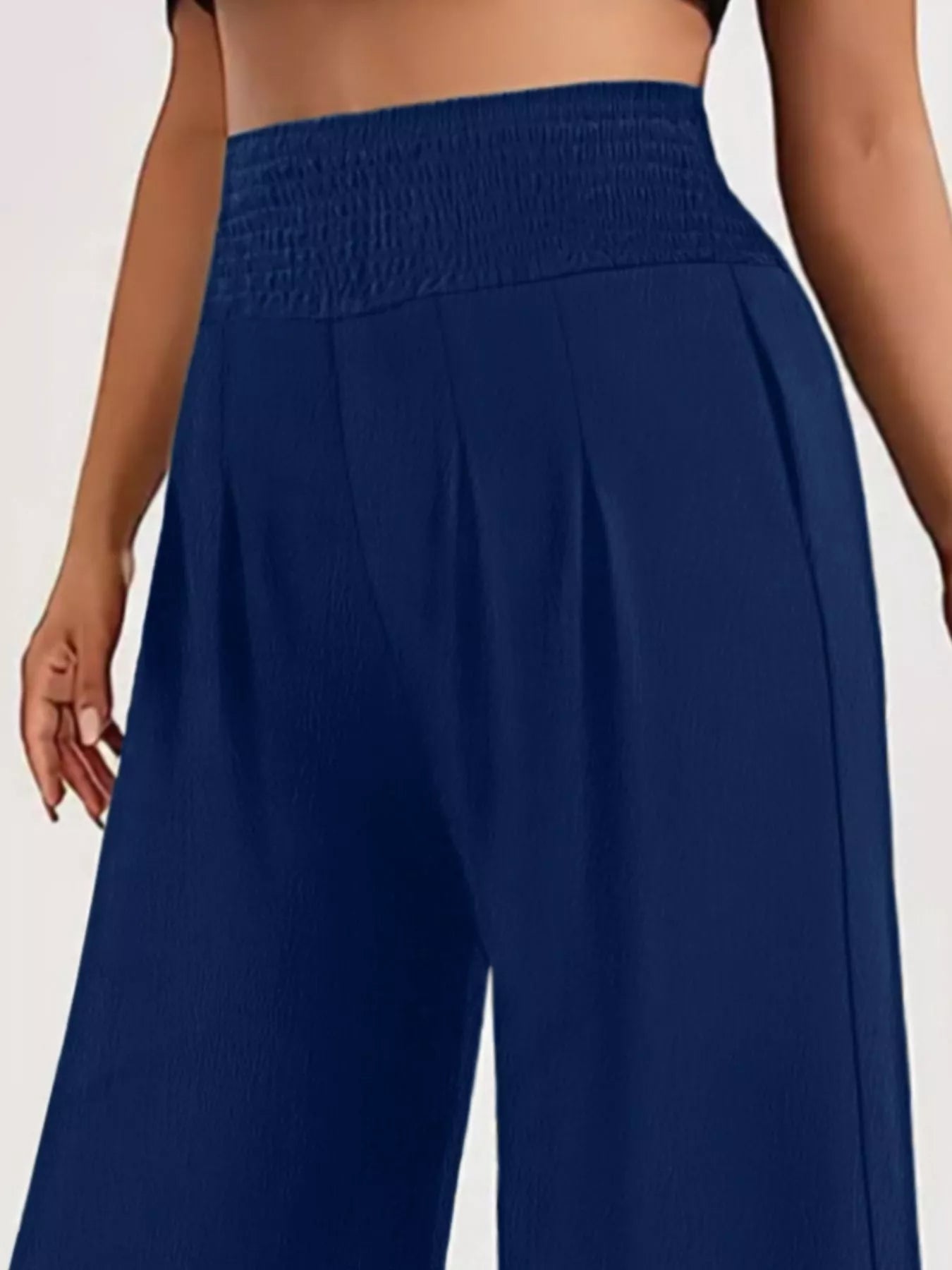 Plus Size High Waist Wide Leg Smocked Waist Pants - Rochelle's House LLC