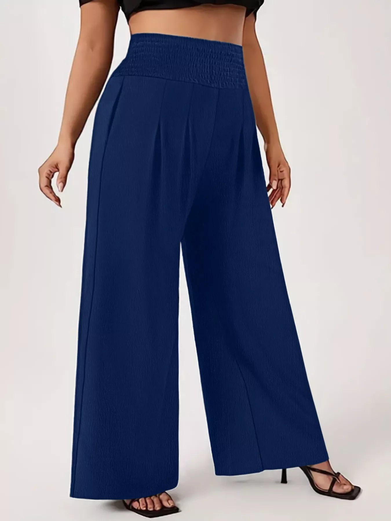 Plus Size High Waist Wide Leg Smocked Waist Pants - Rochelle's House LLC