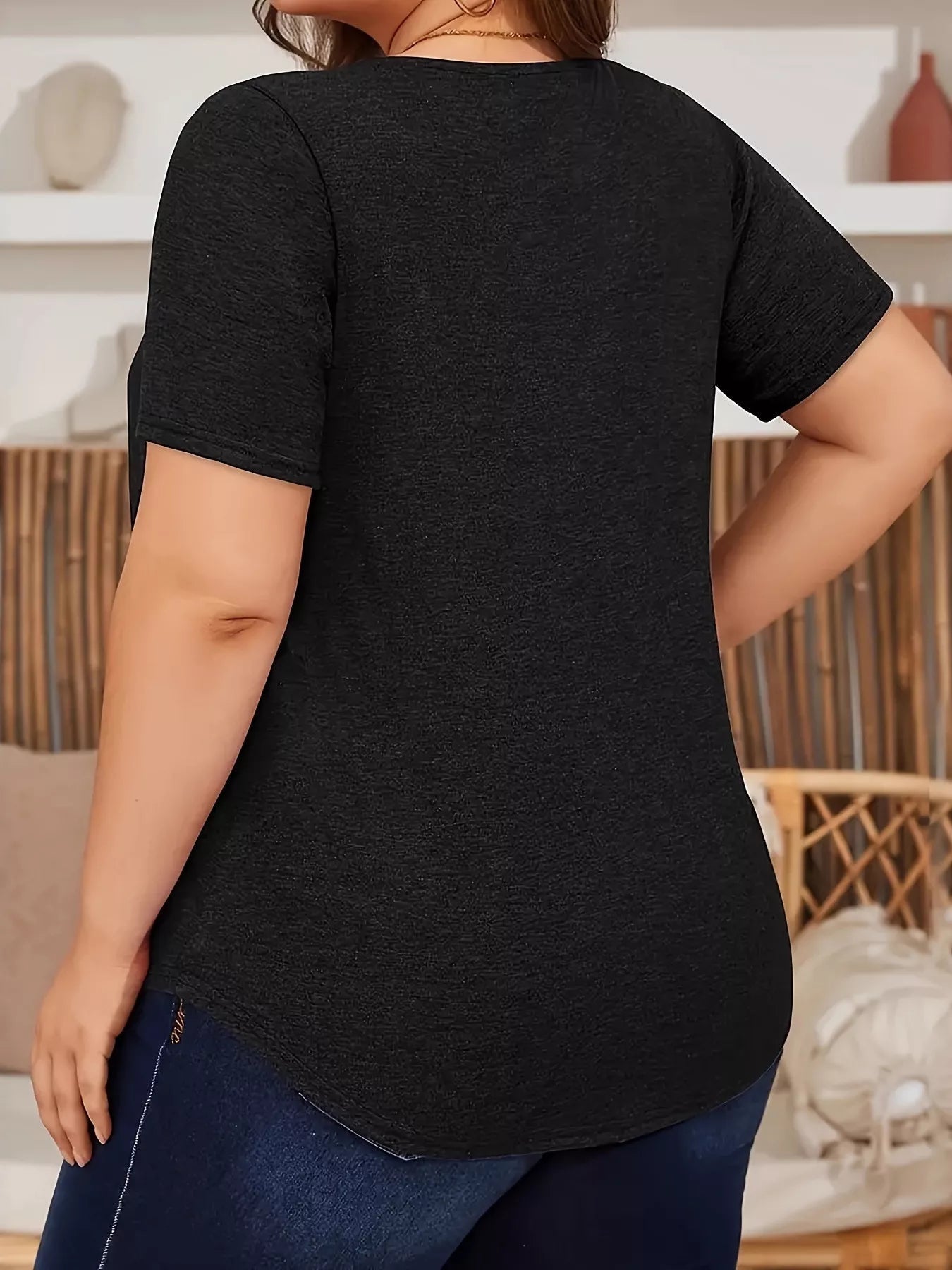 Plus Size Lace Detail Short Sleeve Top - Rochelle's House LLC