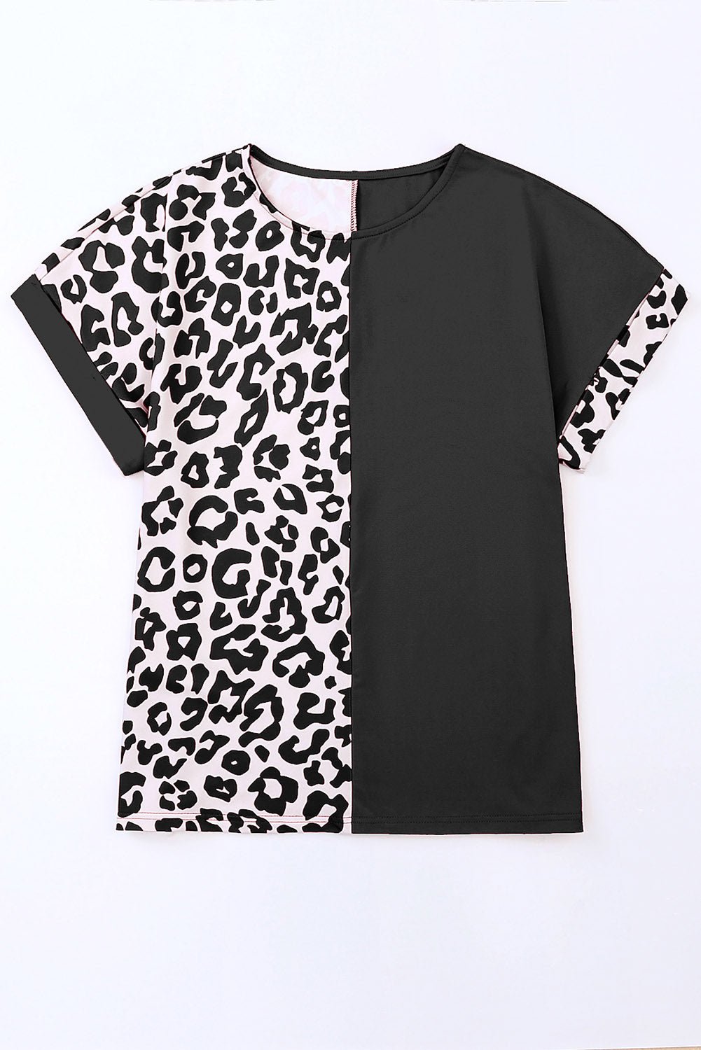 Plus Size Leopard Round Neck T-Shirt - Rochelle's House LLC