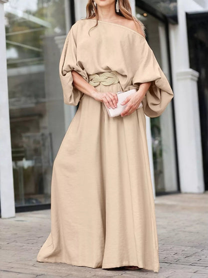 Plus Size One - Shoulder Top and Wide Leg Pants Set - Rochelle's House LLC