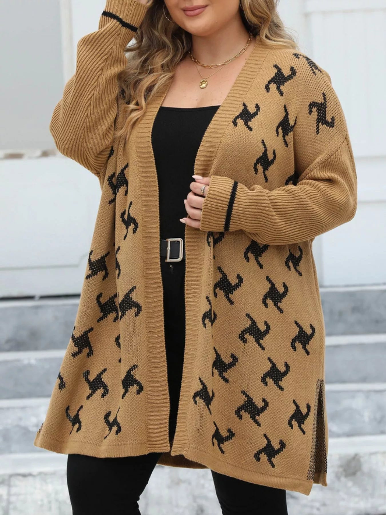 Plus Size Open Front Drop Shoulder Knit Cardigan - Rochelle's House LLC