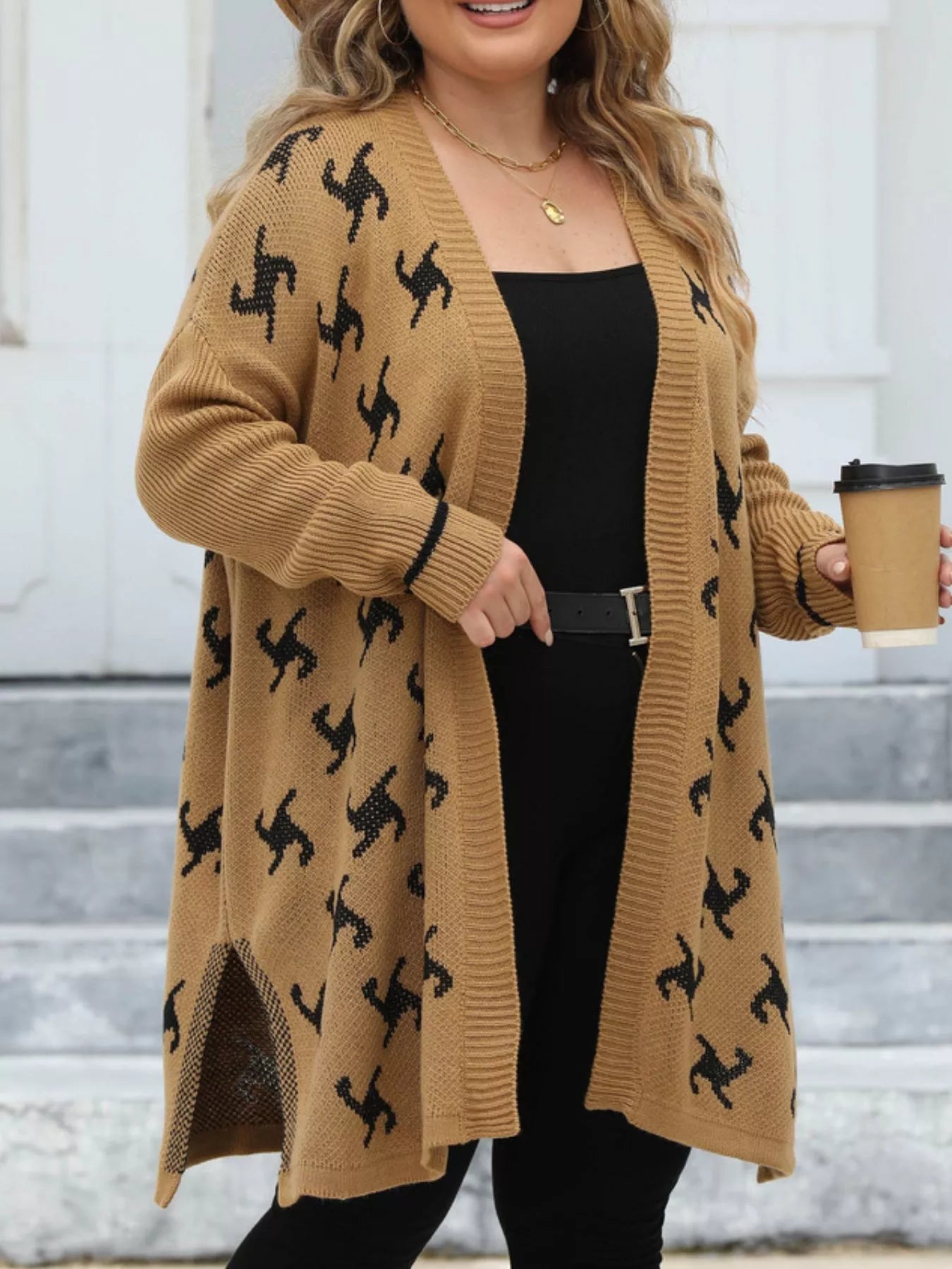 Plus Size Open Front Drop Shoulder Knit Cardigan - Rochelle's House LLC