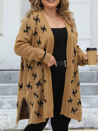 Plus Size Open Front Drop Shoulder Knit Cardigan - Rochelle's House LLC