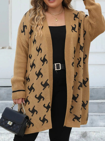 Plus Size Open Front Drop Shoulder Knit Cardigan - Rochelle's House LLC