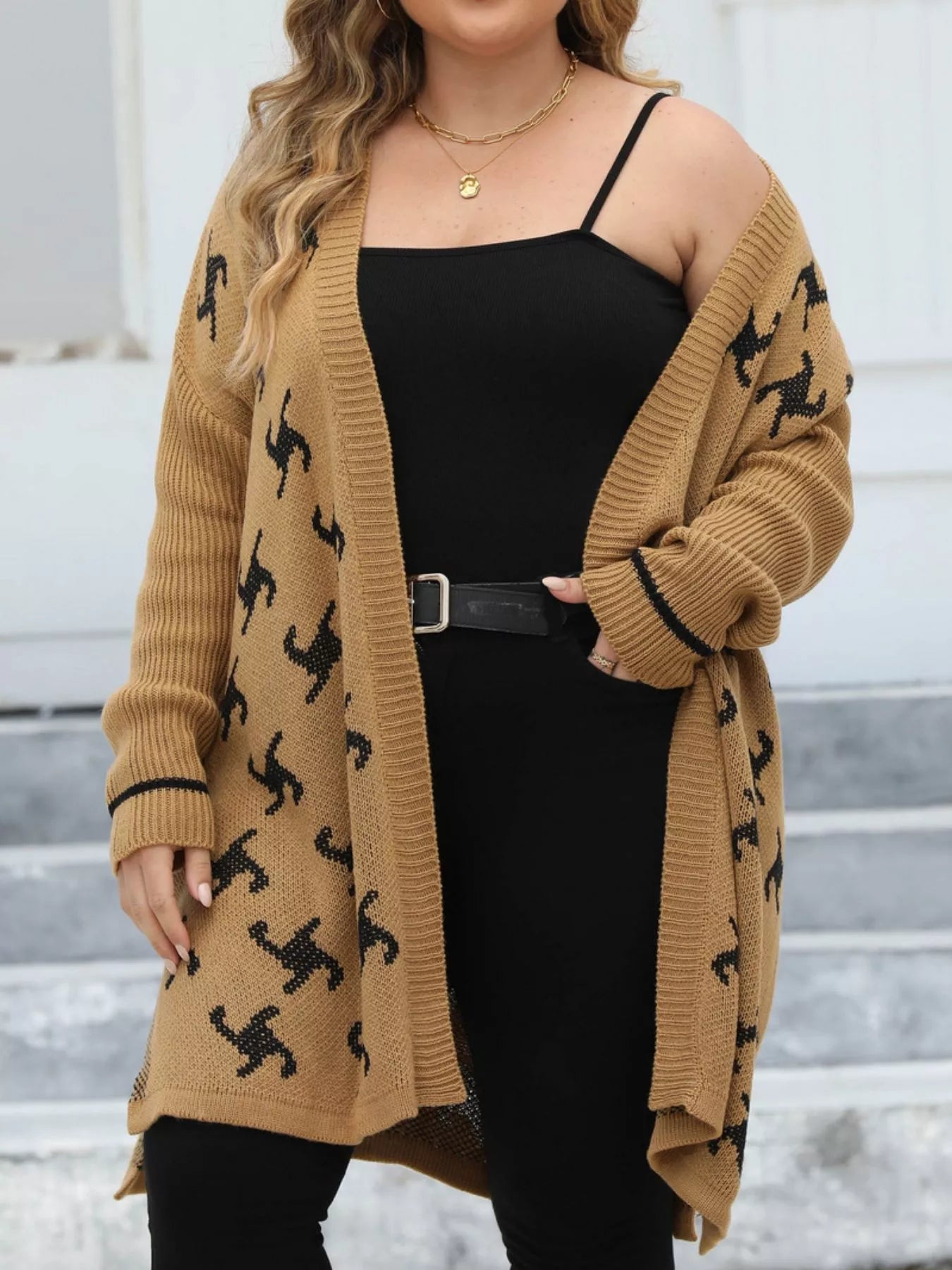 Plus Size Open Front Drop Shoulder Knit Cardigan - Rochelle's House LLC