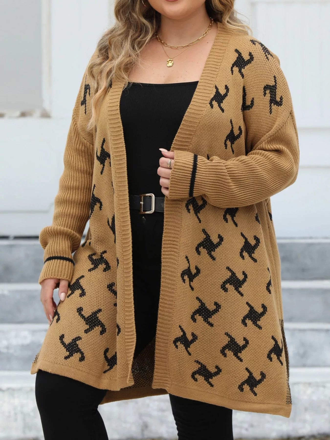 Plus Size Open Front Drop Shoulder Knit Cardigan - Rochelle's House LLC