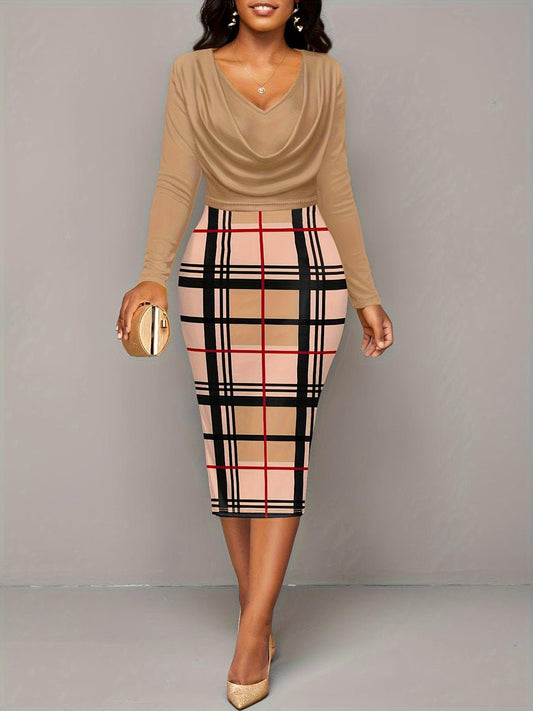 Plus Size Plaid Long Sleeve Mini Dress - Rochelle's House LLC