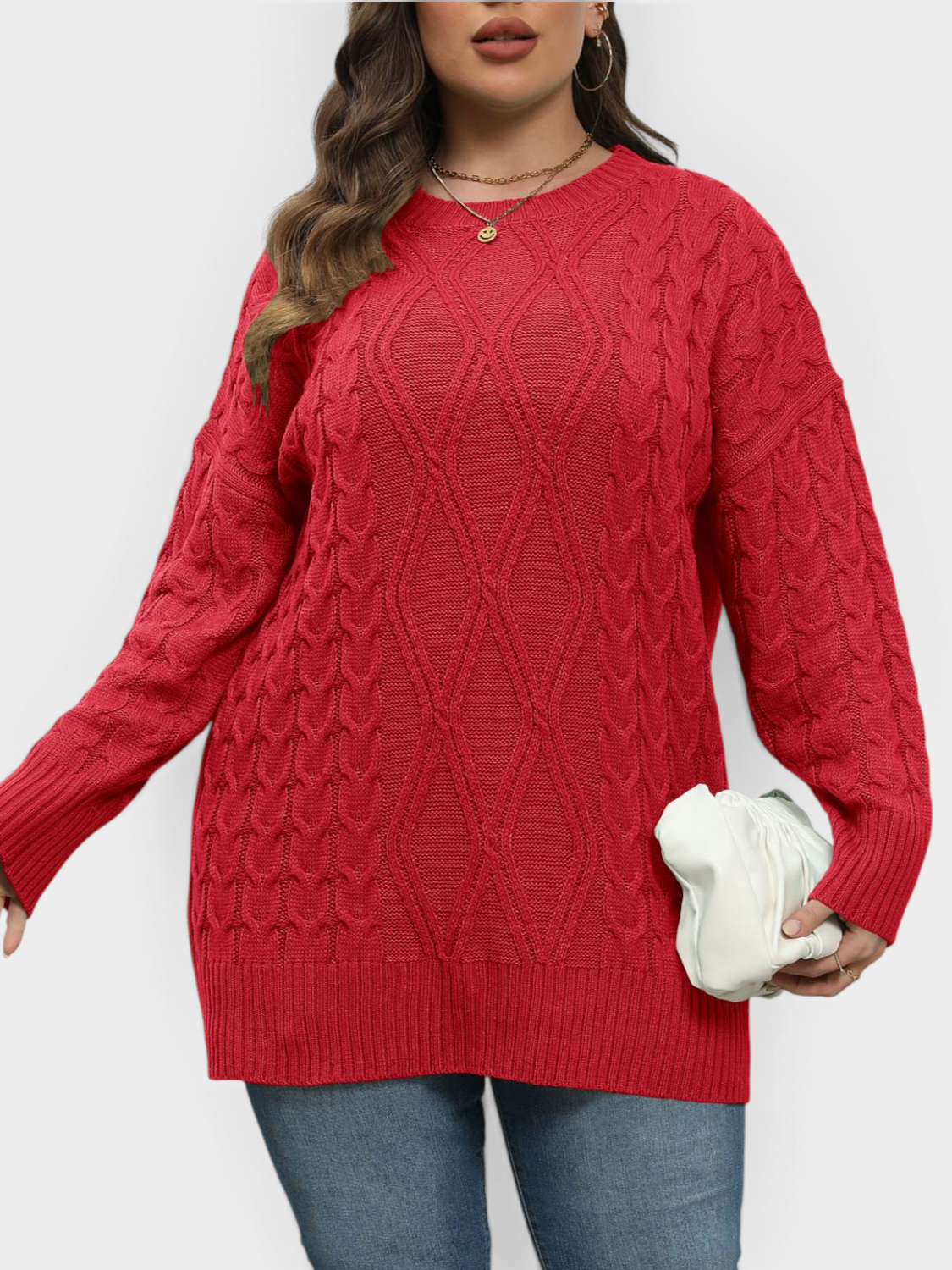 Plus Size Round Neck Long Sleeve Sweater