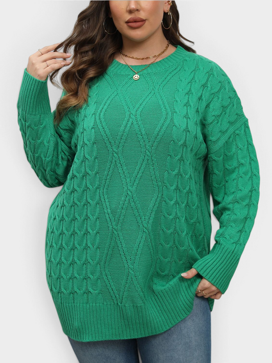 Plus Size Round Neck Long Sleeve Sweater