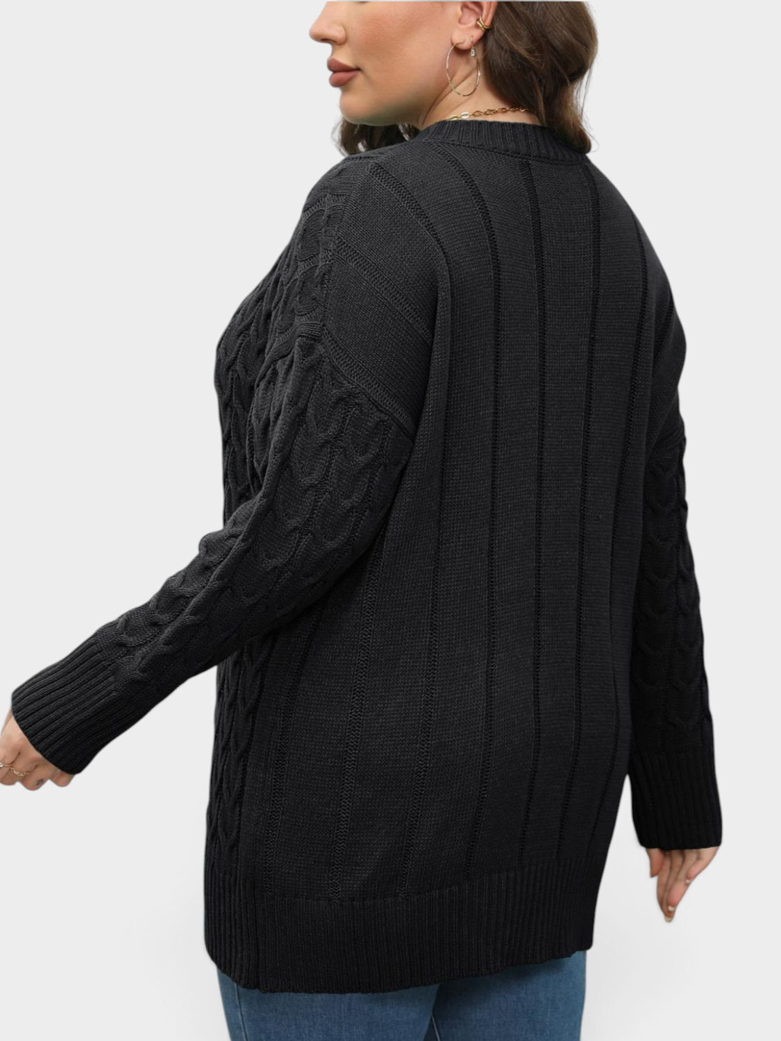 Plus Size Round Neck Long Sleeve Sweater