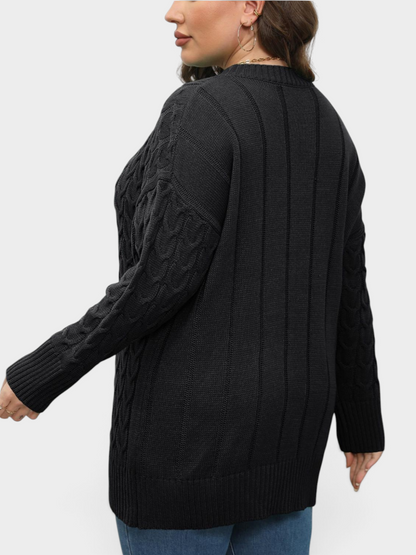 Plus Size Round Neck Long Sleeve Sweater