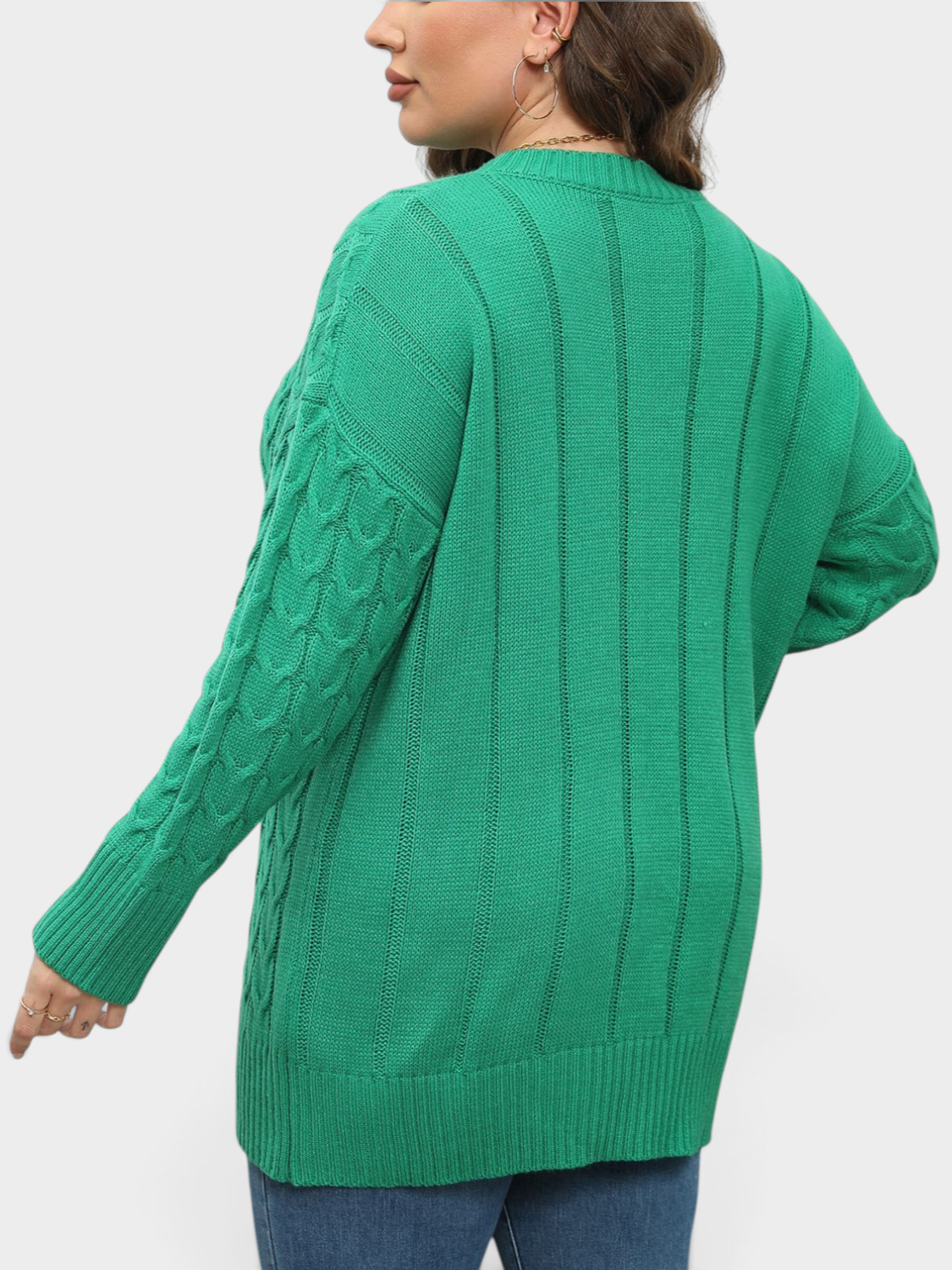 Plus Size Round Neck Long Sleeve Sweater