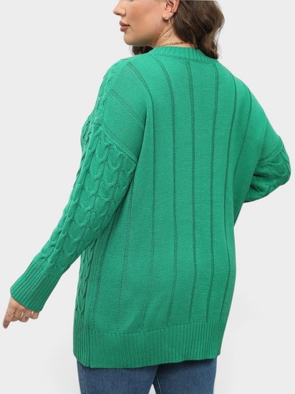 Plus Size Round Neck Long Sleeve Sweater