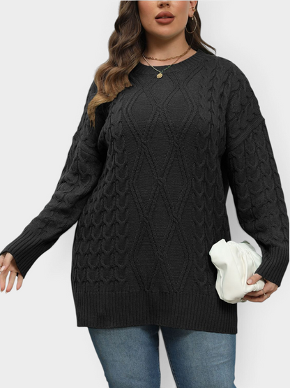 Plus Size Round Neck Long Sleeve Sweater