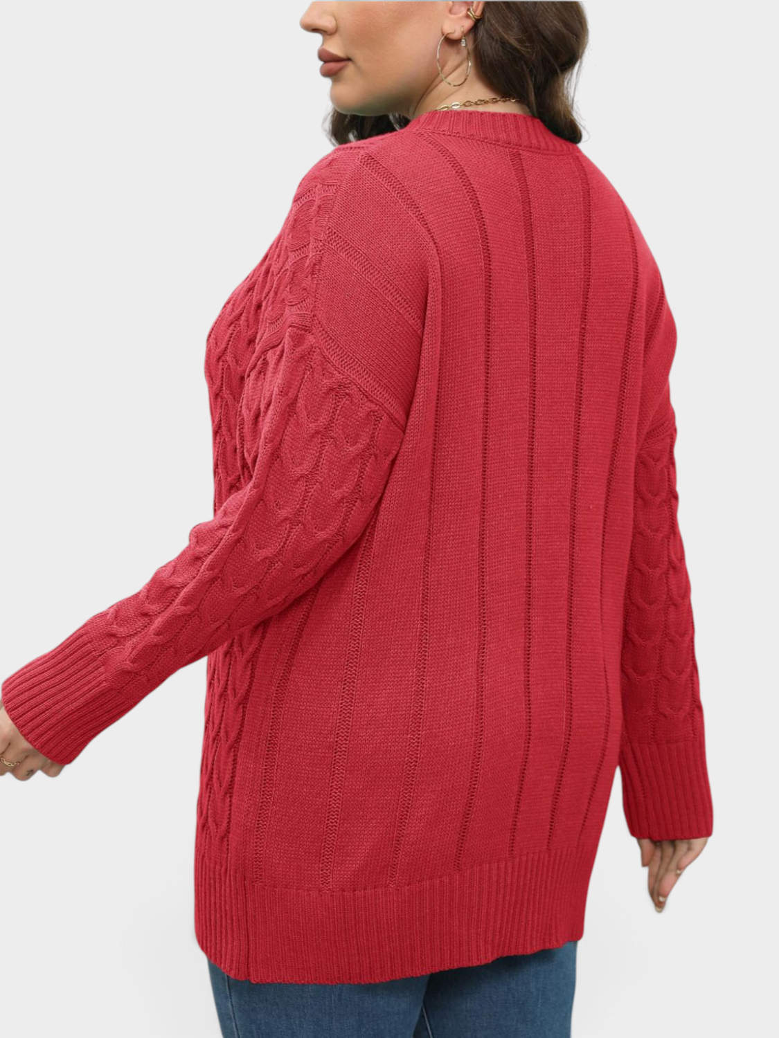 Plus Size Round Neck Long Sleeve Sweater
