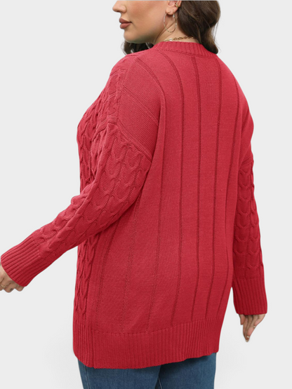 Plus Size Round Neck Long Sleeve Sweater