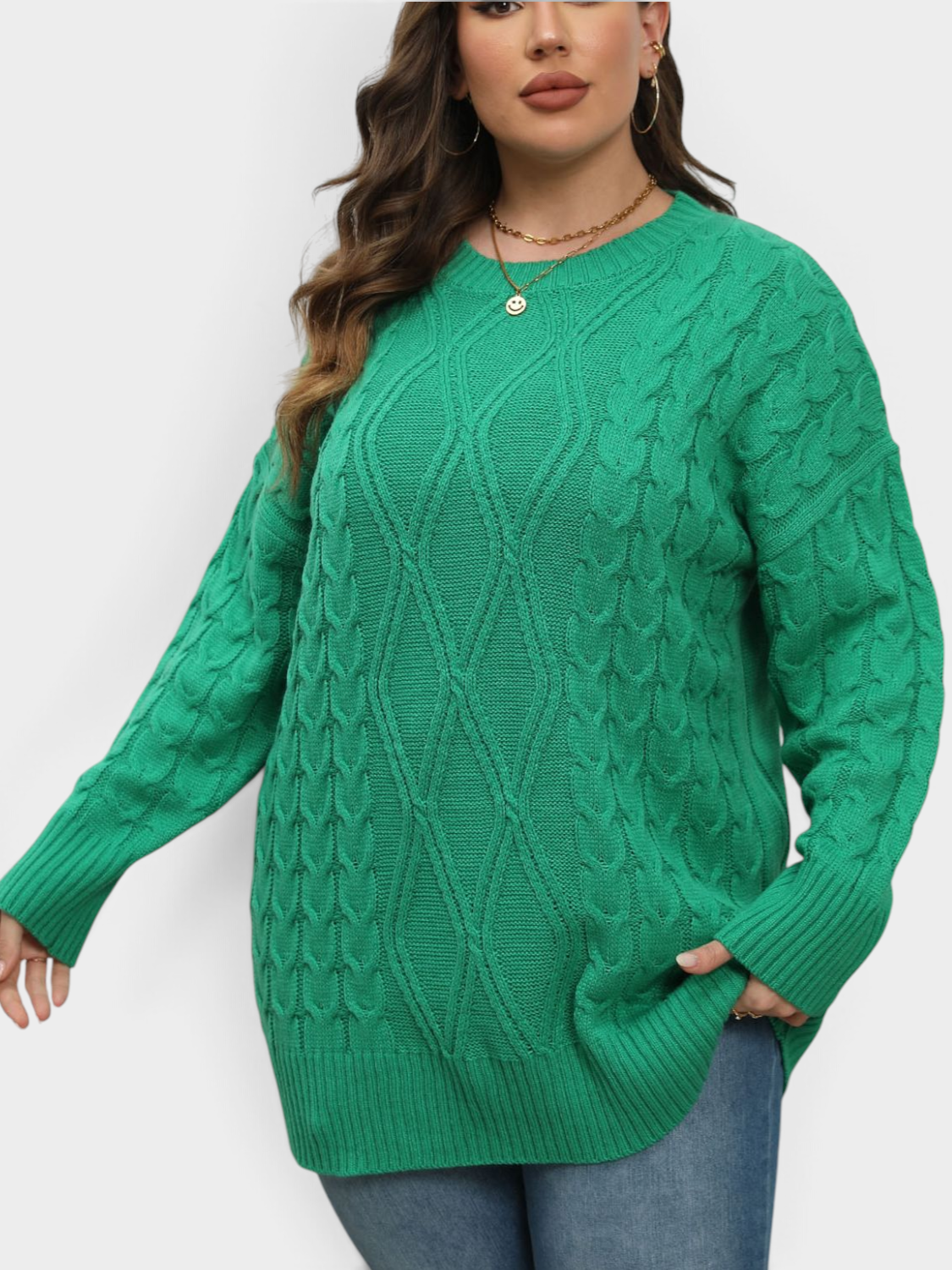 Plus Size Round Neck Long Sleeve Sweater