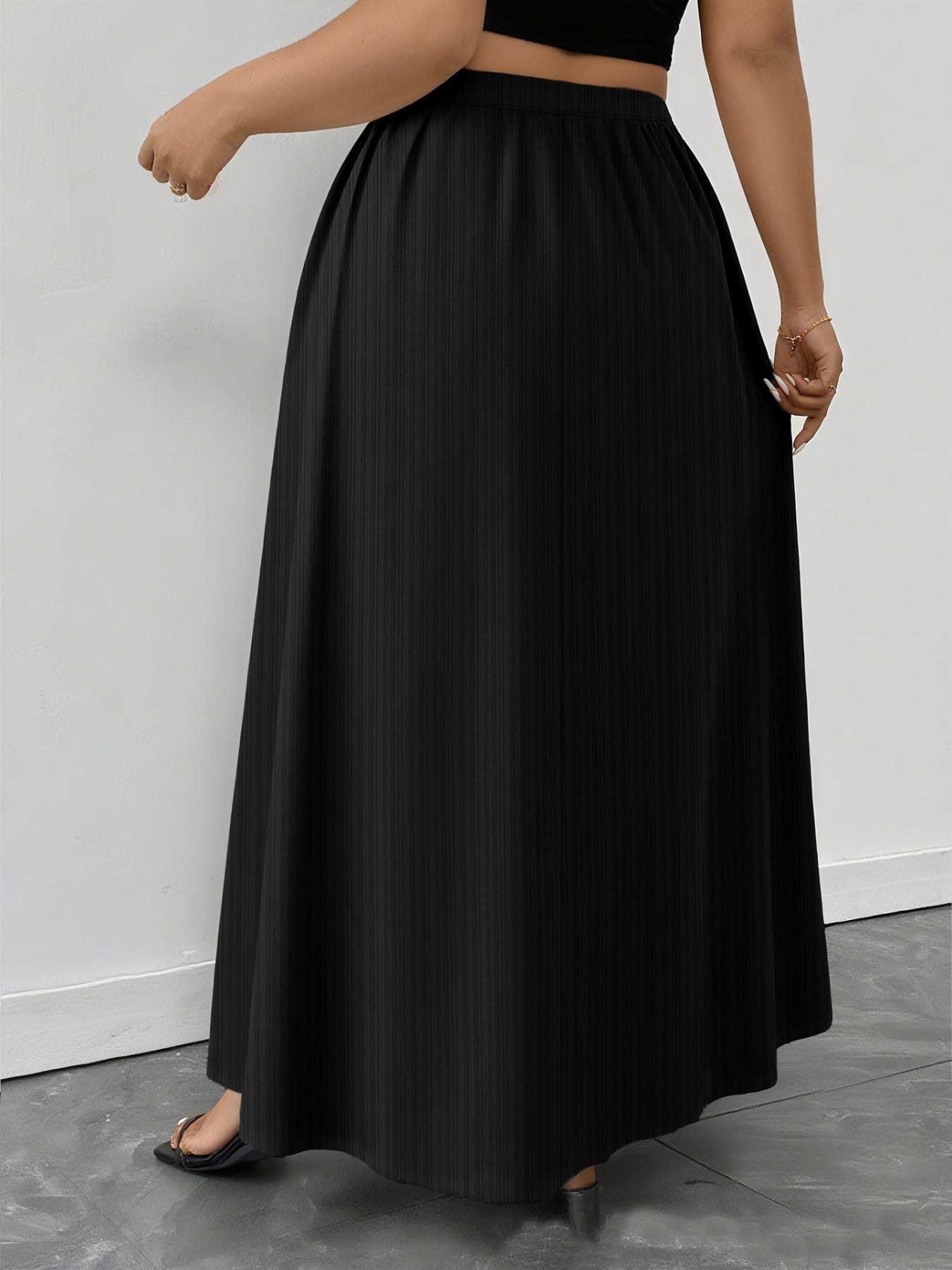 Plus Size Ruched Maxi Skirt with Pockets - Rochelle's House LLC