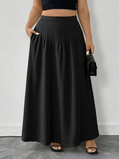 Plus Size Ruched Maxi Skirt with Pockets - Rochelle's House LLC
