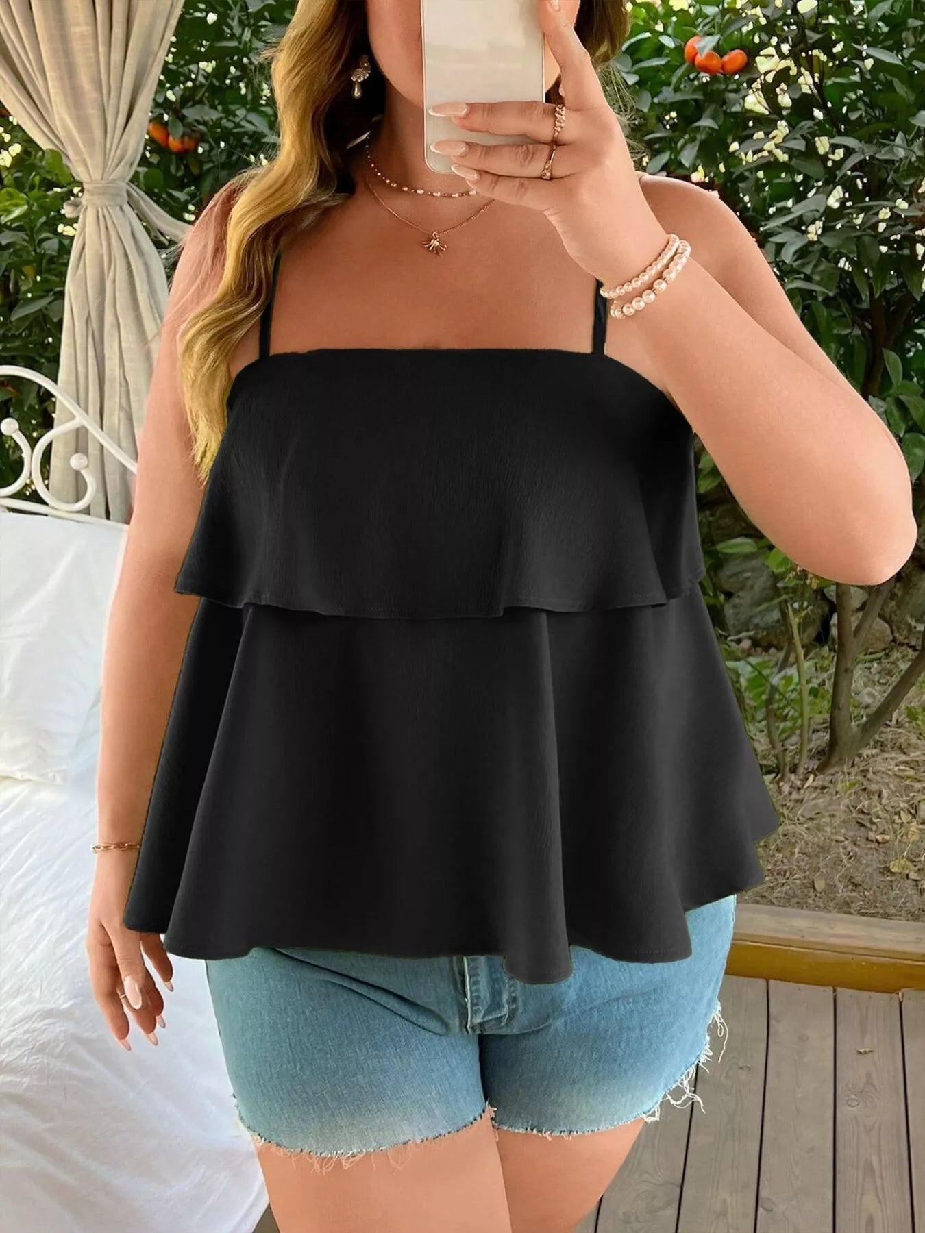 Plus Size Ruffle Hem Cami - Rochelle's House LLC