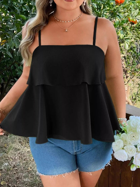 Plus Size Ruffle Hem Cami - Rochelle's House LLC