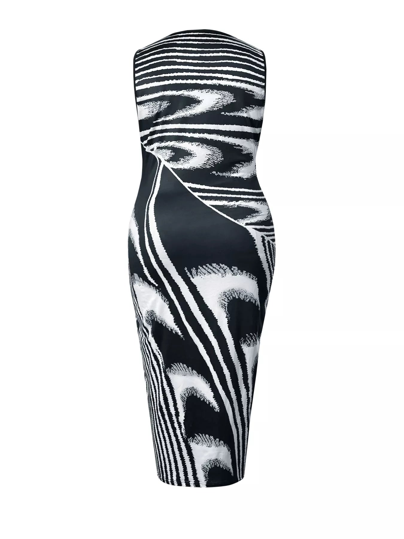 Plus Size Sleeveless Bodycon Maxi Dress with Abstract Print - Rochelle's House LLC