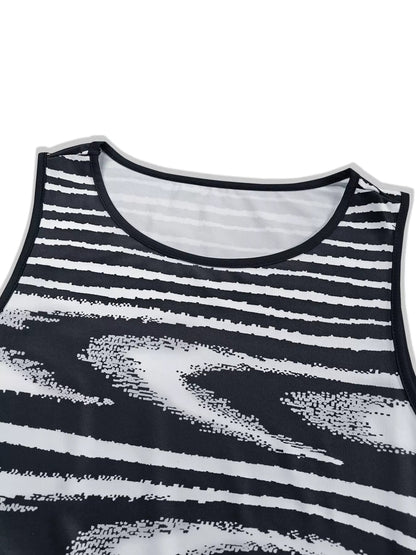 Plus Size Sleeveless Bodycon Maxi Dress with Abstract Print - Rochelle's House LLC