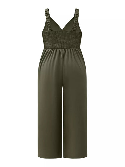 Plus Size Smocked Wide Leg Jumpsuit - Rochelle's House LLC