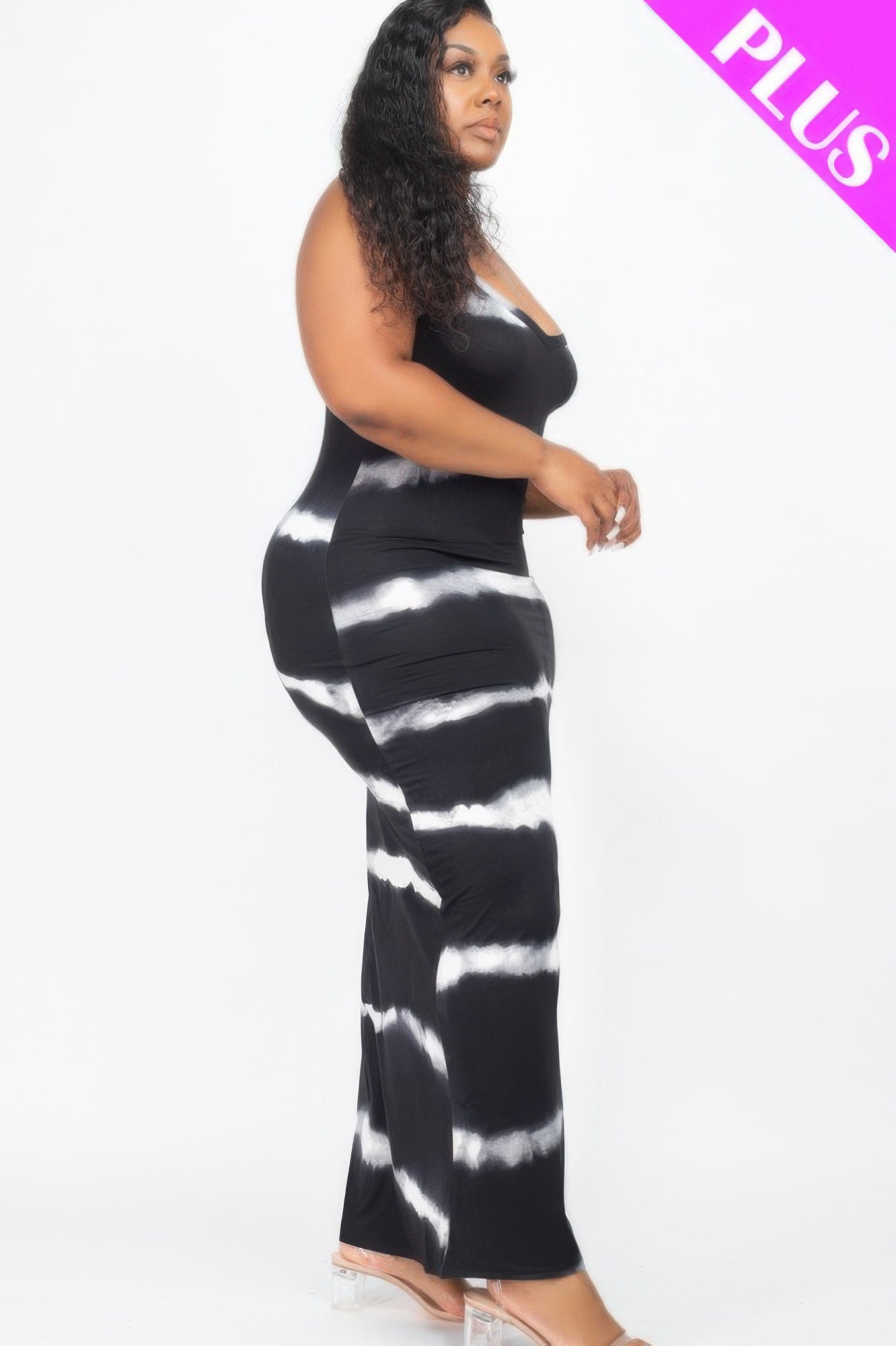 Plus Size Stripe Tie - dye Printed Maxi Dress - Rochelle's House LLC