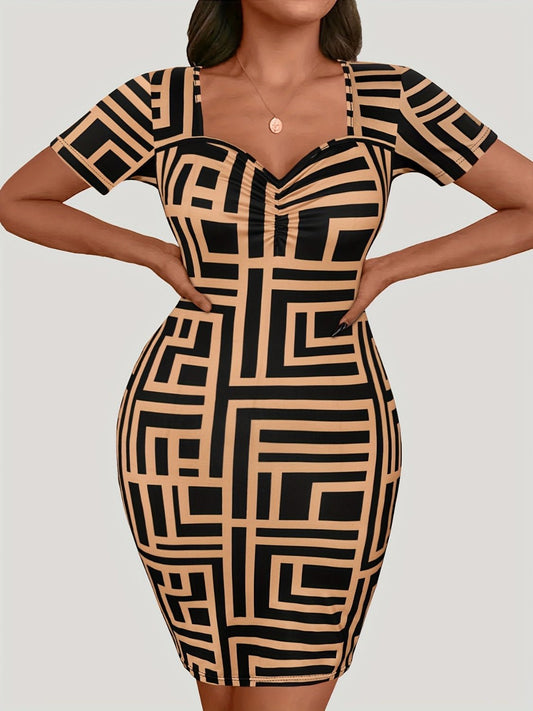 Plus Size Sweetheart Neck Short Sleeve Mini Dress - Rochelle's House LLC