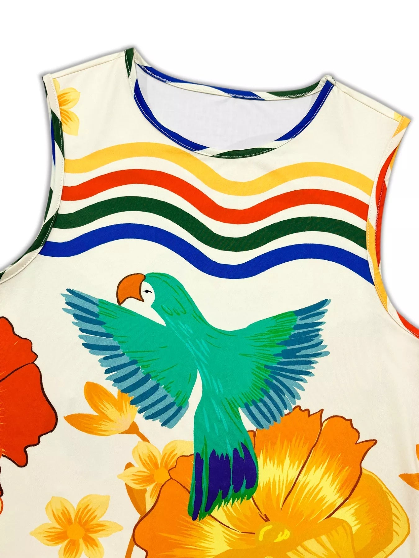 Plus Size Tropical Parrot Print Sleeveless Midi Dress - Rochelle's House LLC