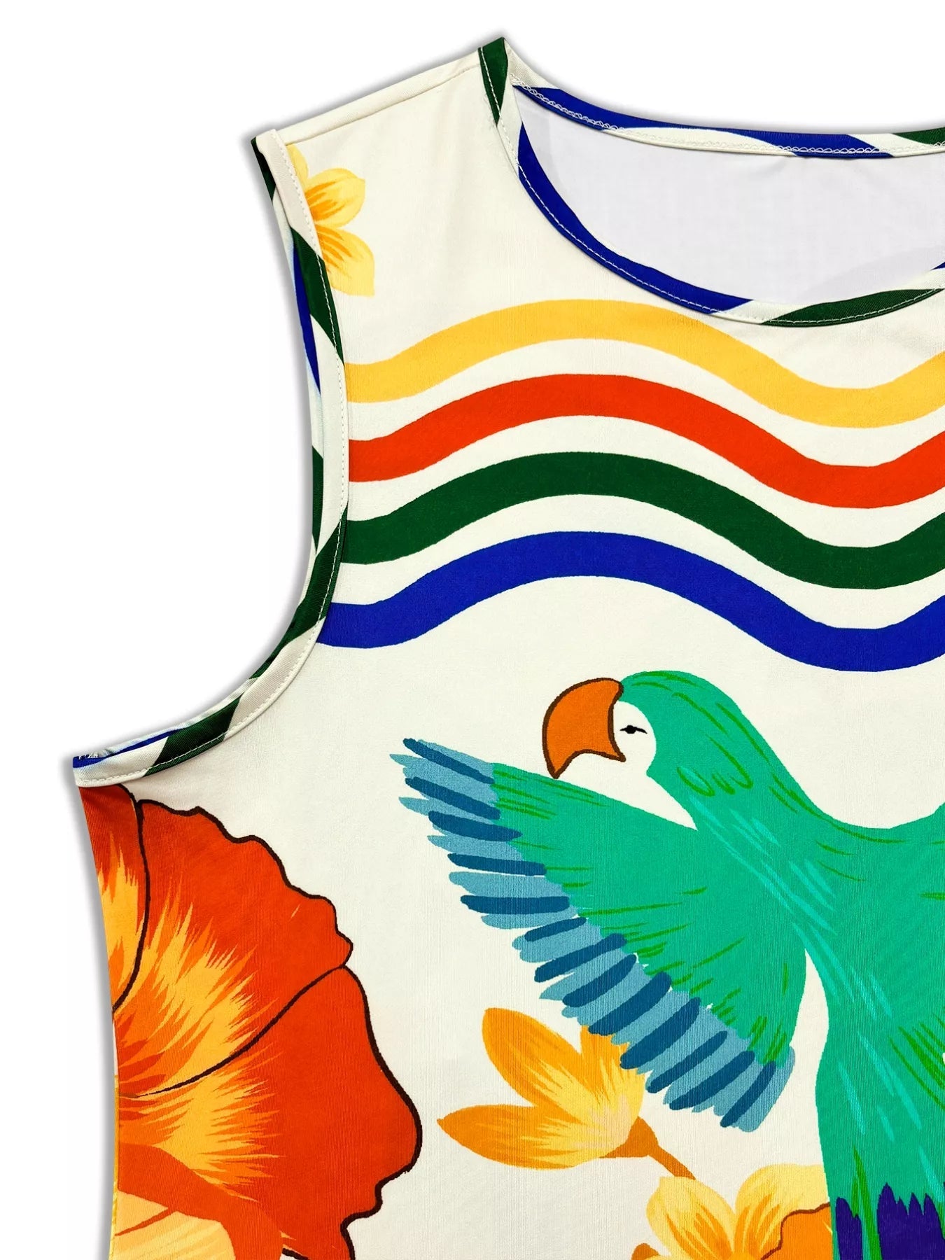 Plus Size Tropical Parrot Print Sleeveless Midi Dress - Rochelle's House LLC