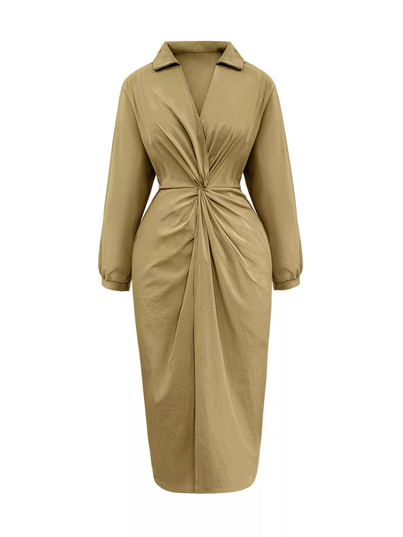 Plus Size Twist Front Split Midi Dress - Rochelle's House LLC