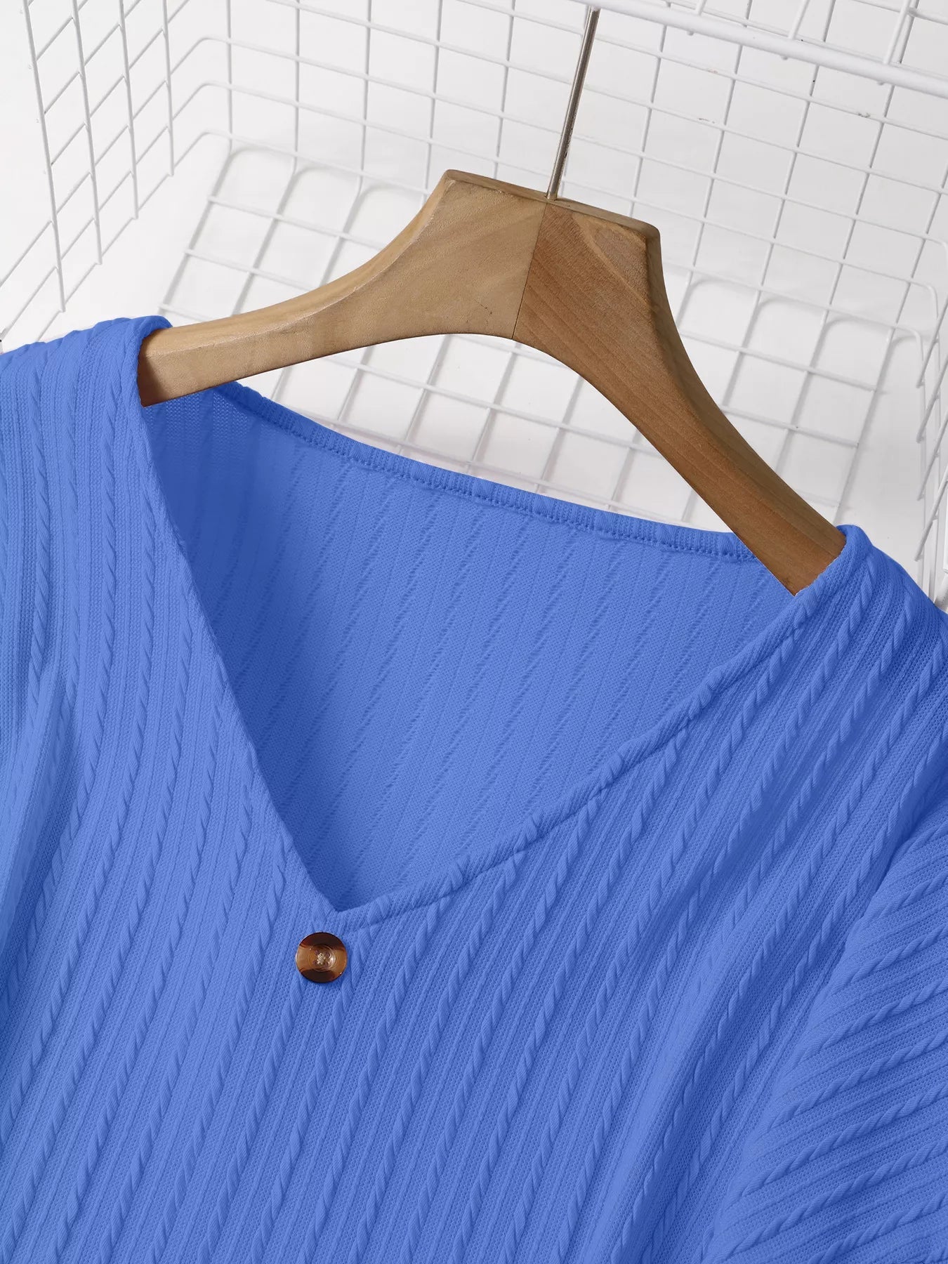 Plus Size V - Neck Dropped Shoulder Blouse - Rochelle's House LLC