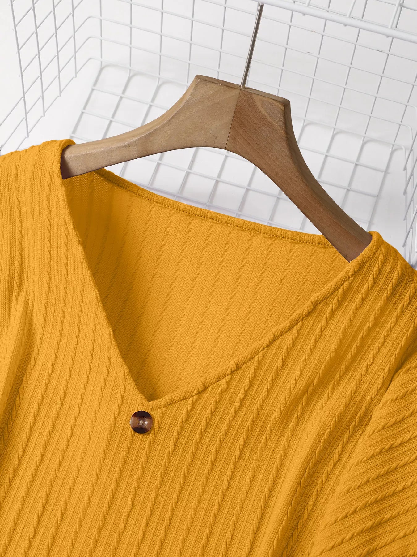 Plus Size V - Neck Dropped Shoulder Blouse - Rochelle's House LLC
