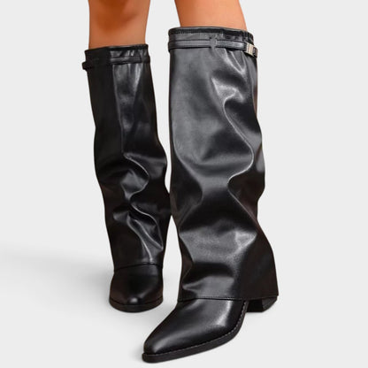 Point Toe Block Heels Boots
