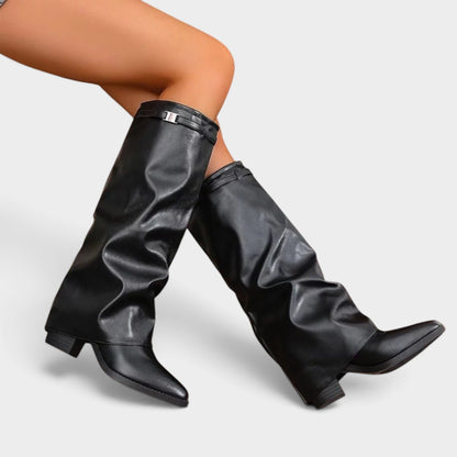 Point Toe Block Heels Boots