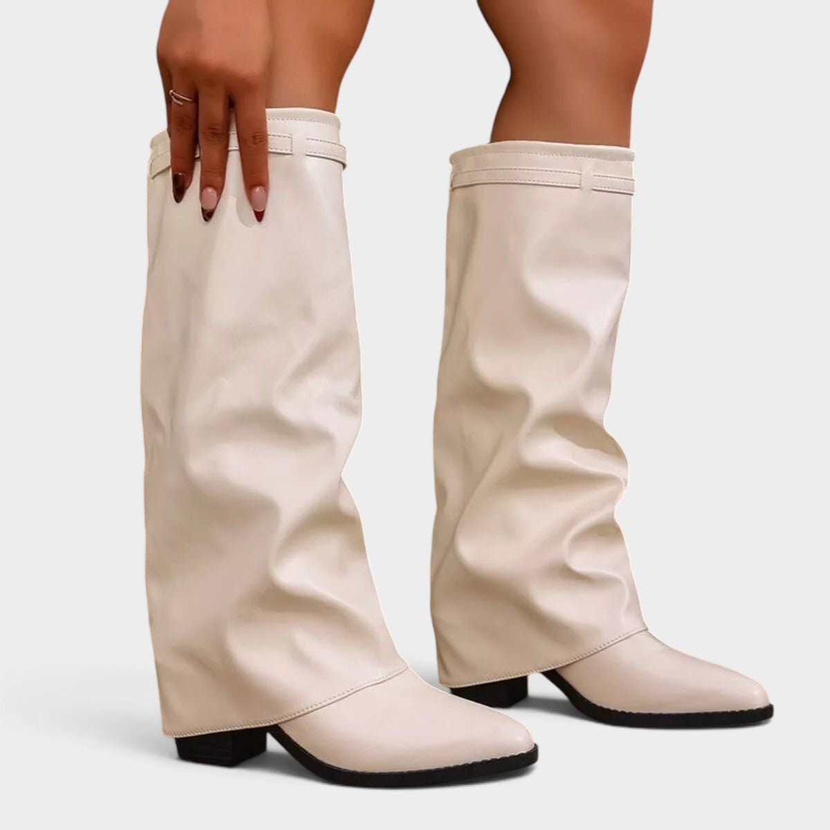 Point Toe Block Heels Boots