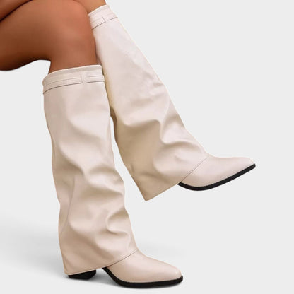 Point Toe Block Heels Boots