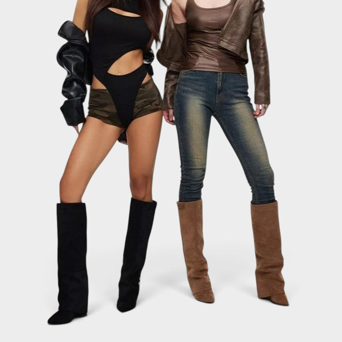 Point Toe Block Heels Boots