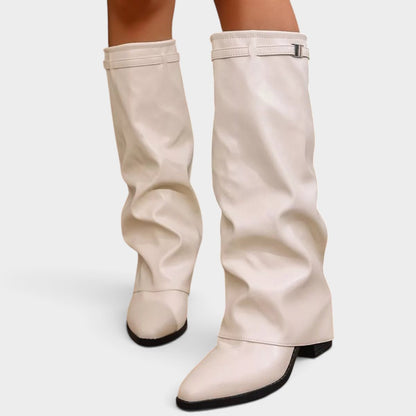 Point Toe Block Heels Boots