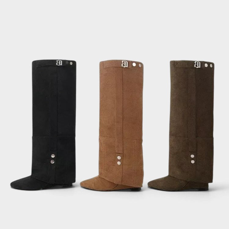 Point Toe Block Heels Boots